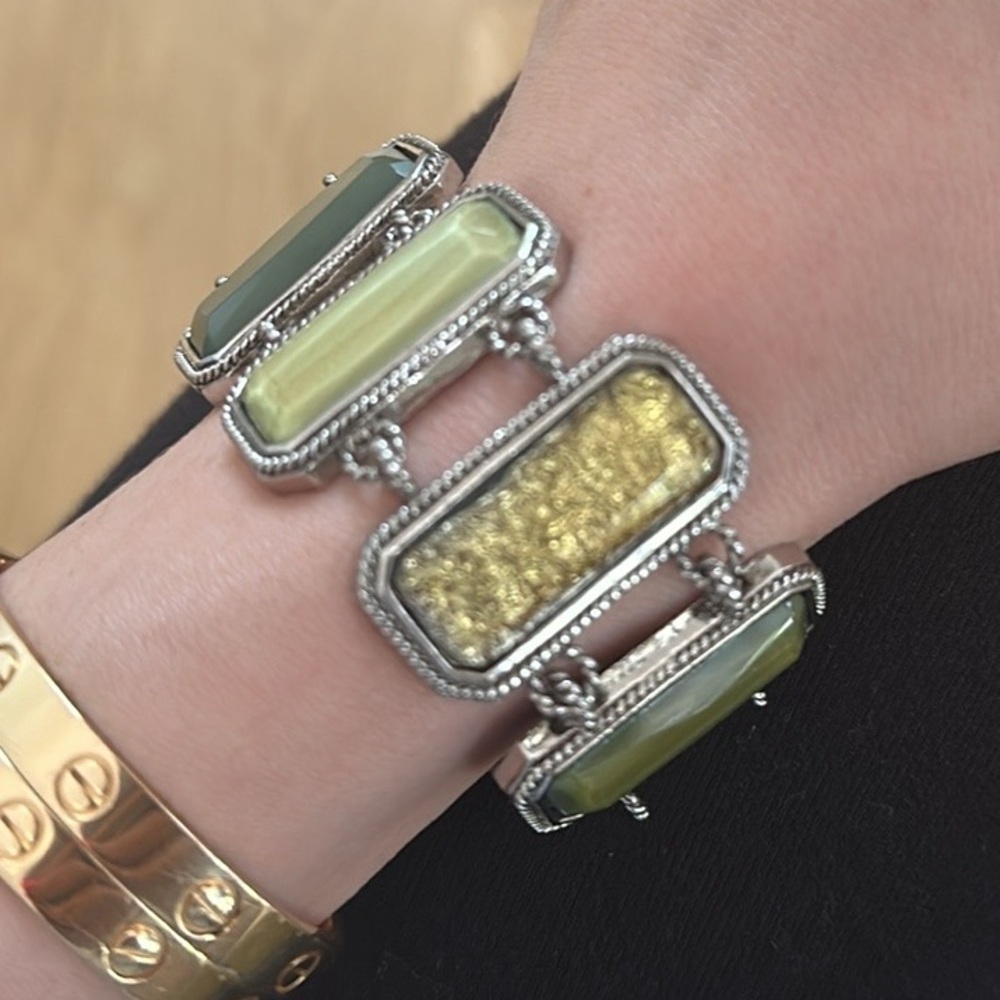 Lia Sophia green and silver bracelet